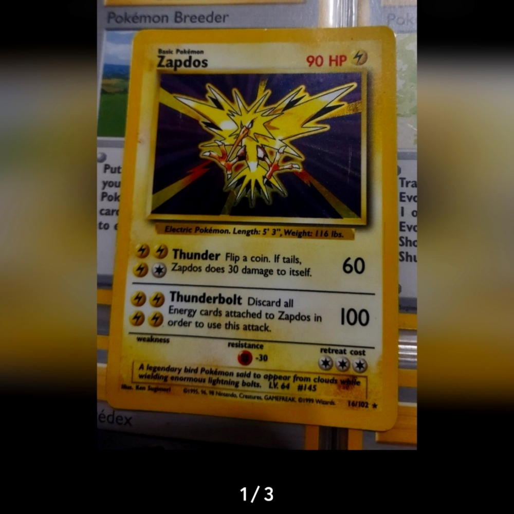 Zaptos 1999 holographic pokemon card
